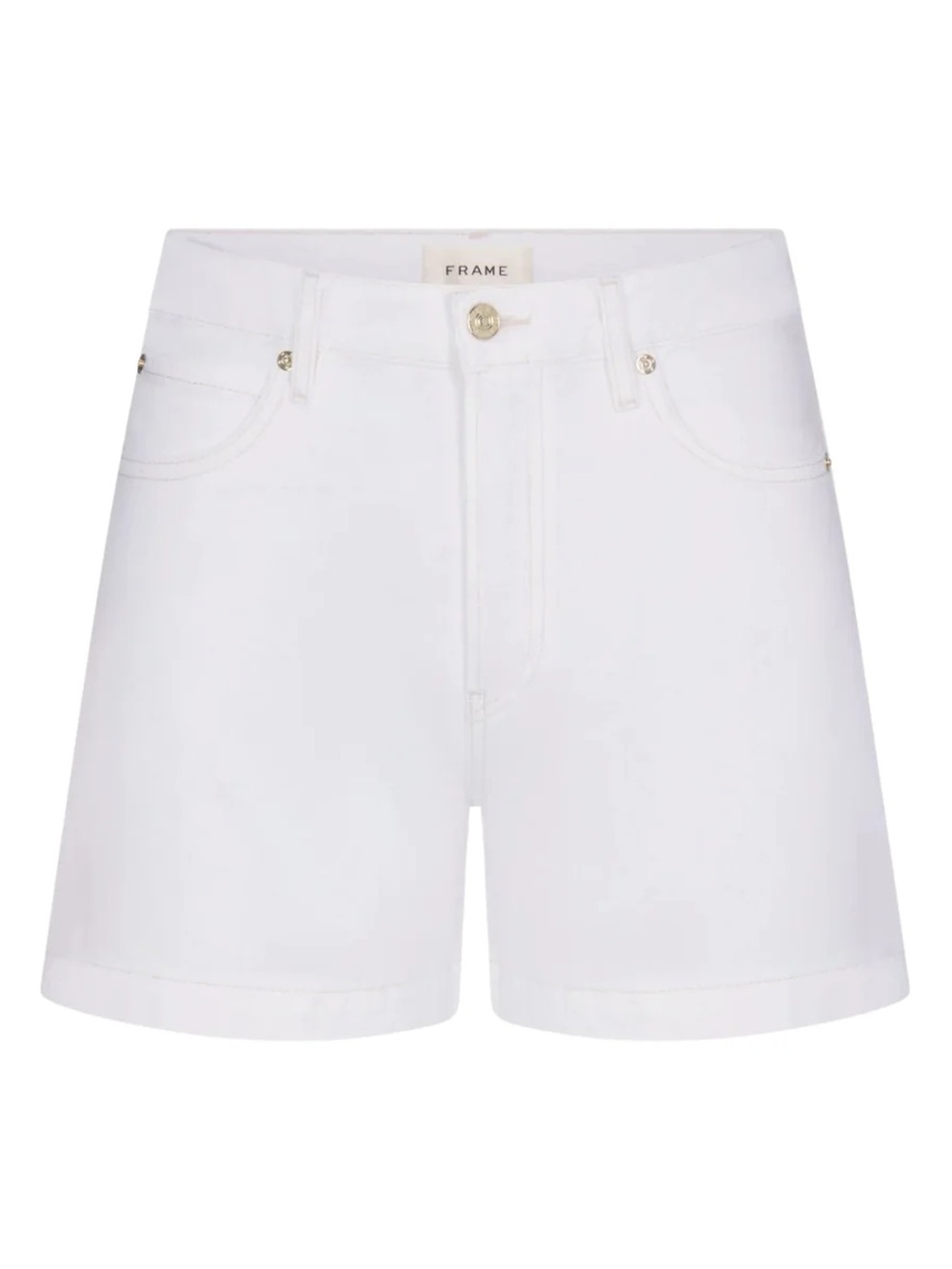 Frame Denim White High-Rise Rolled-Hem Jean Shorts
